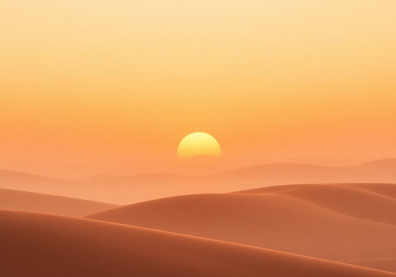 A calm warm sunrise over soft hills